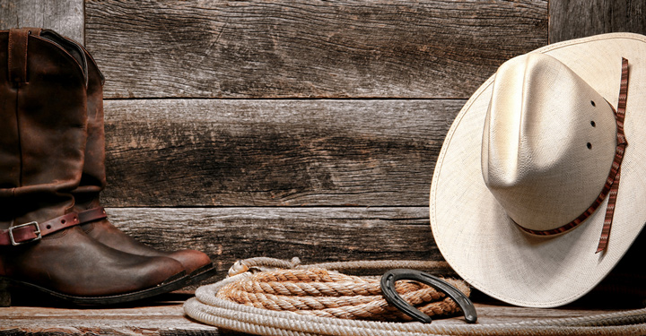 Cowboy Singles traditional white straw cowboy hat with authentic Western lariat lasso